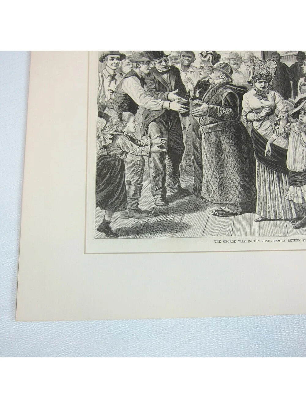 Antique 1878 Print Wood Engraving George Washington Jones Family Harpers Weekly